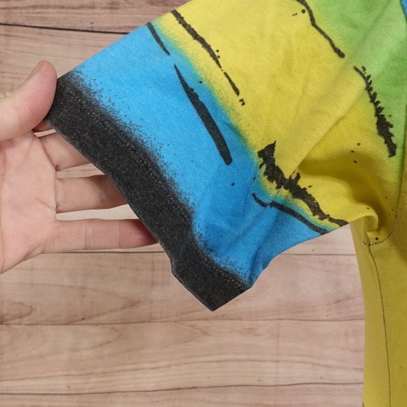 VINTAGE SOUTH PADRE ISLAND TEXAS FISH AOP ALL OVER PRINT SINGLE STITCH TSHIRT L - Picture 3 of 5